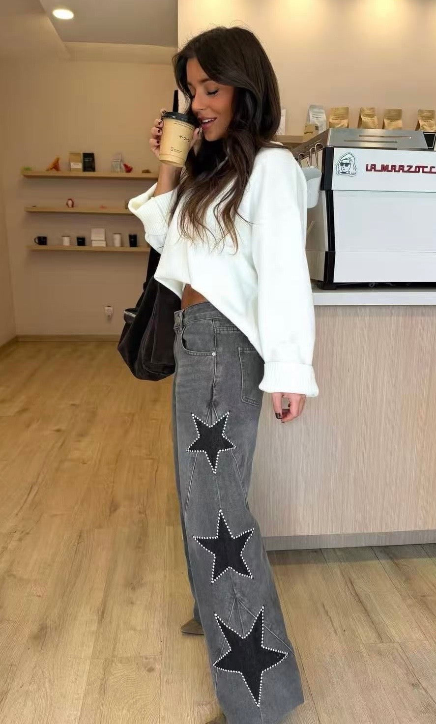 Jeans Stars in Grau – Damen-Jeans mit Sterndetail, soulsiders