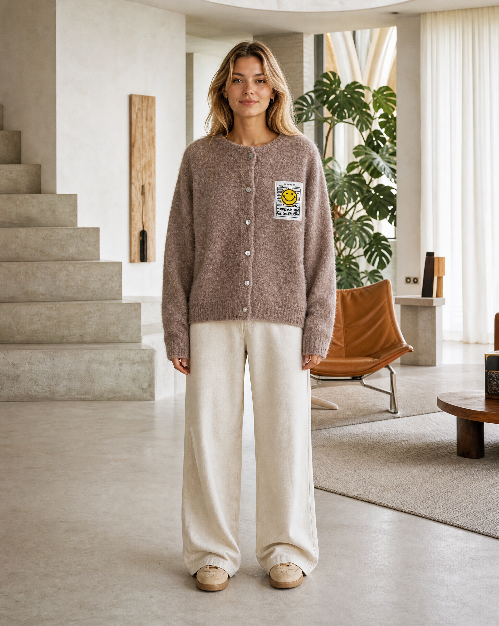 Strickcardigan Teresa Taupe Tragebild vorne