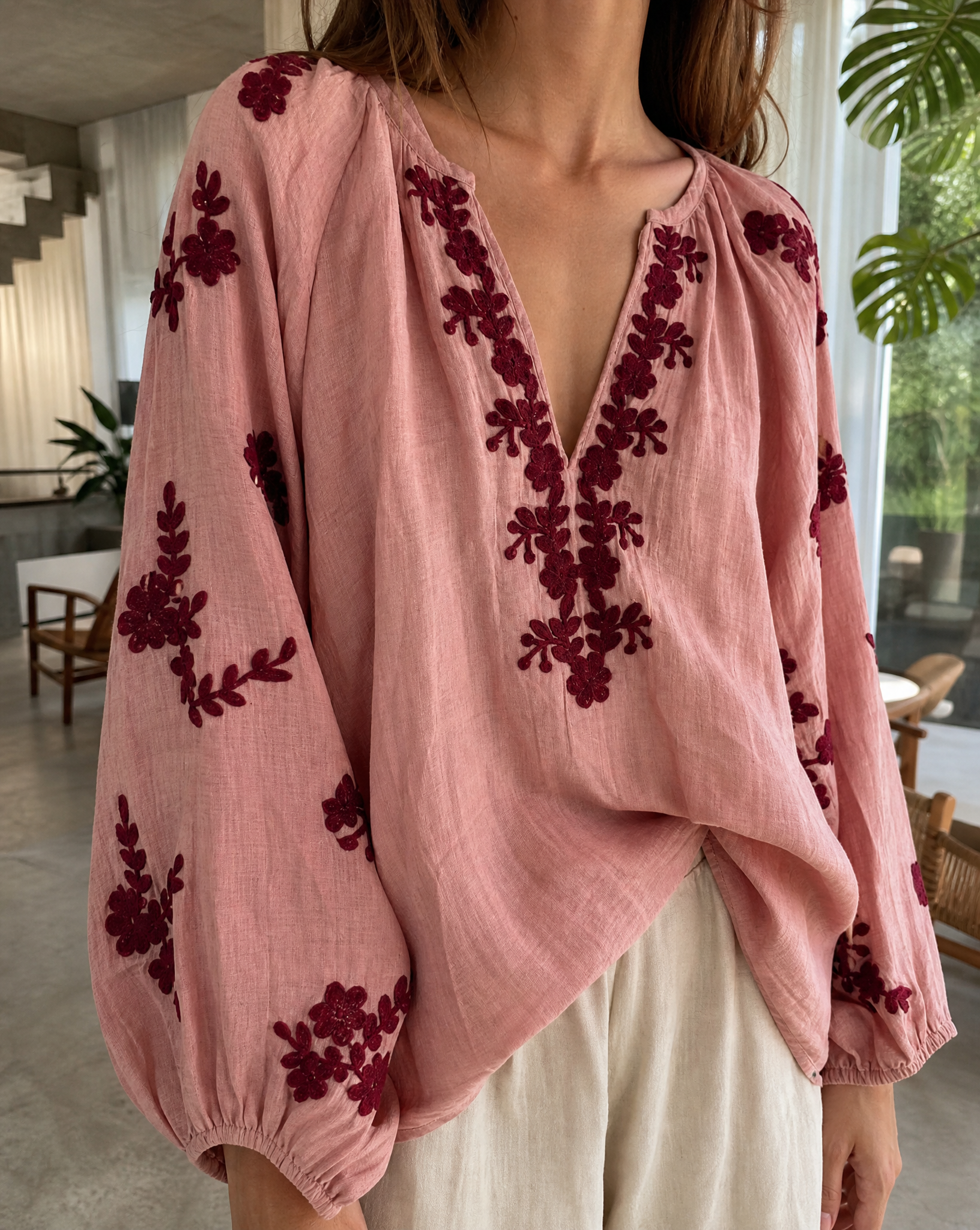 Bluse Agi Altrosa/Burgundy Tragebild 2