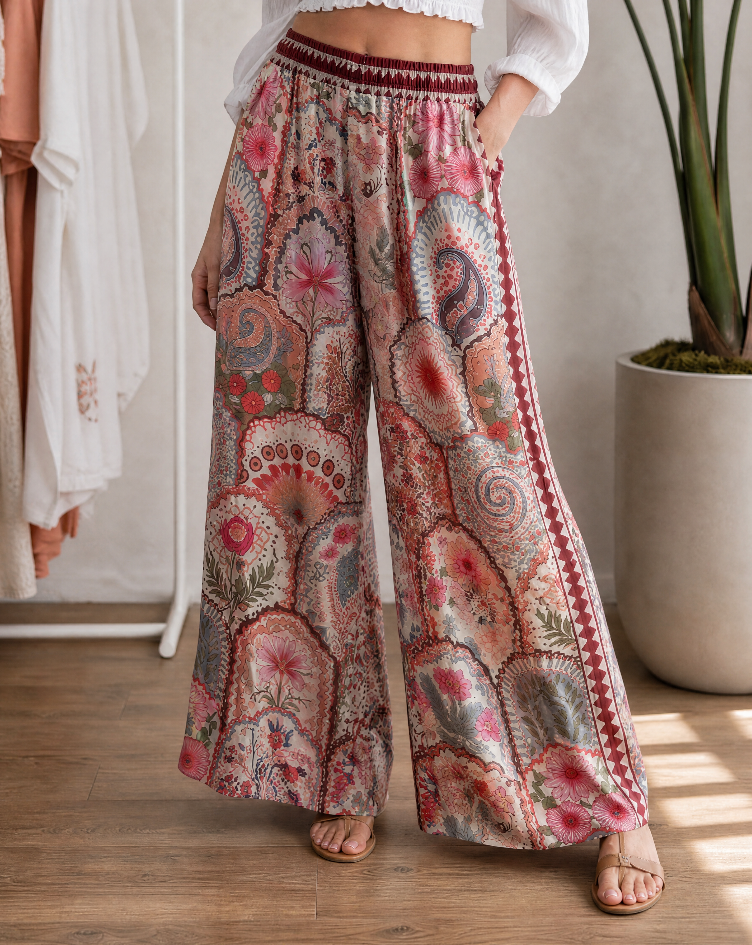 Hose Noelle Nahaufnahme – Blumenmuster-Detail der Damen-Hose, soulsiders