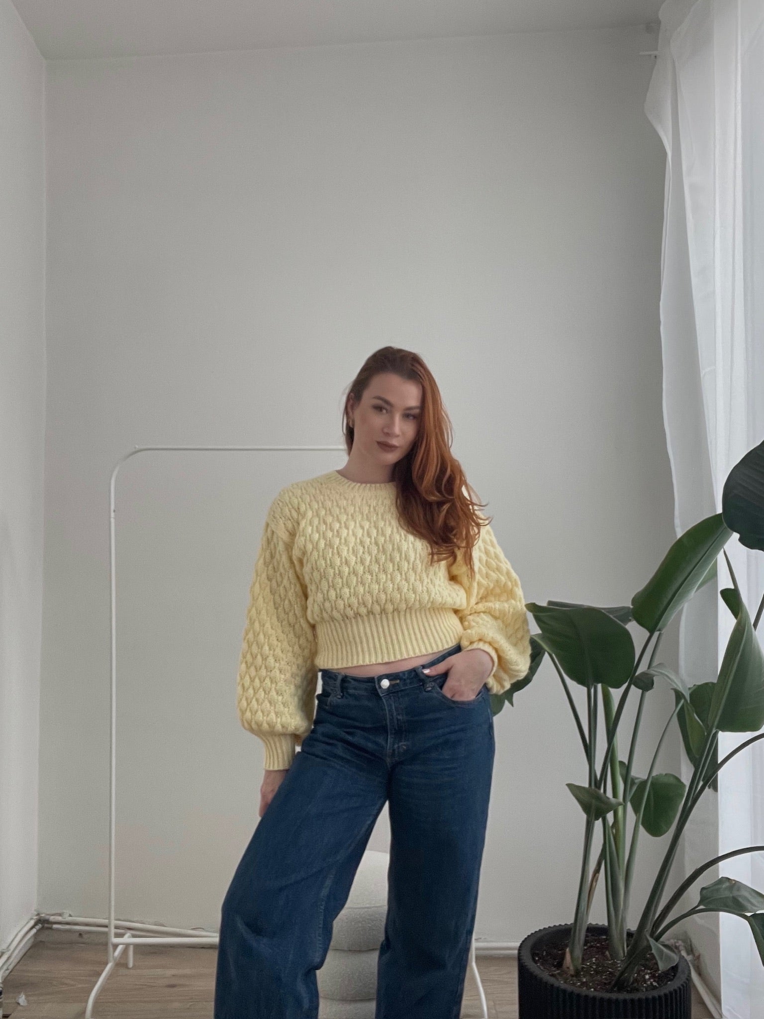 Pullover Thalia – strukturierter Strickpullover mit Ballonärmeln