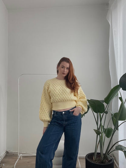 Pullover Thalia – strukturierter Strickpullover mit Ballonärmeln