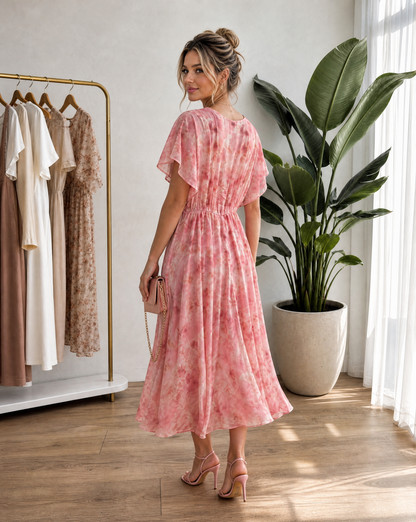 Feminines Midikleid Bliss mit Aquarell-Print