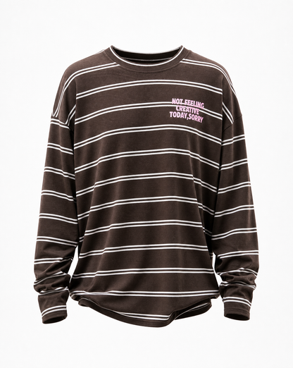 Gestreiftes Oversized Longsleeve "Not feeling creative today, sorry"