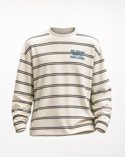 Gestreiftes Oversized Longsleeve "Not feeling creative today, sorry"