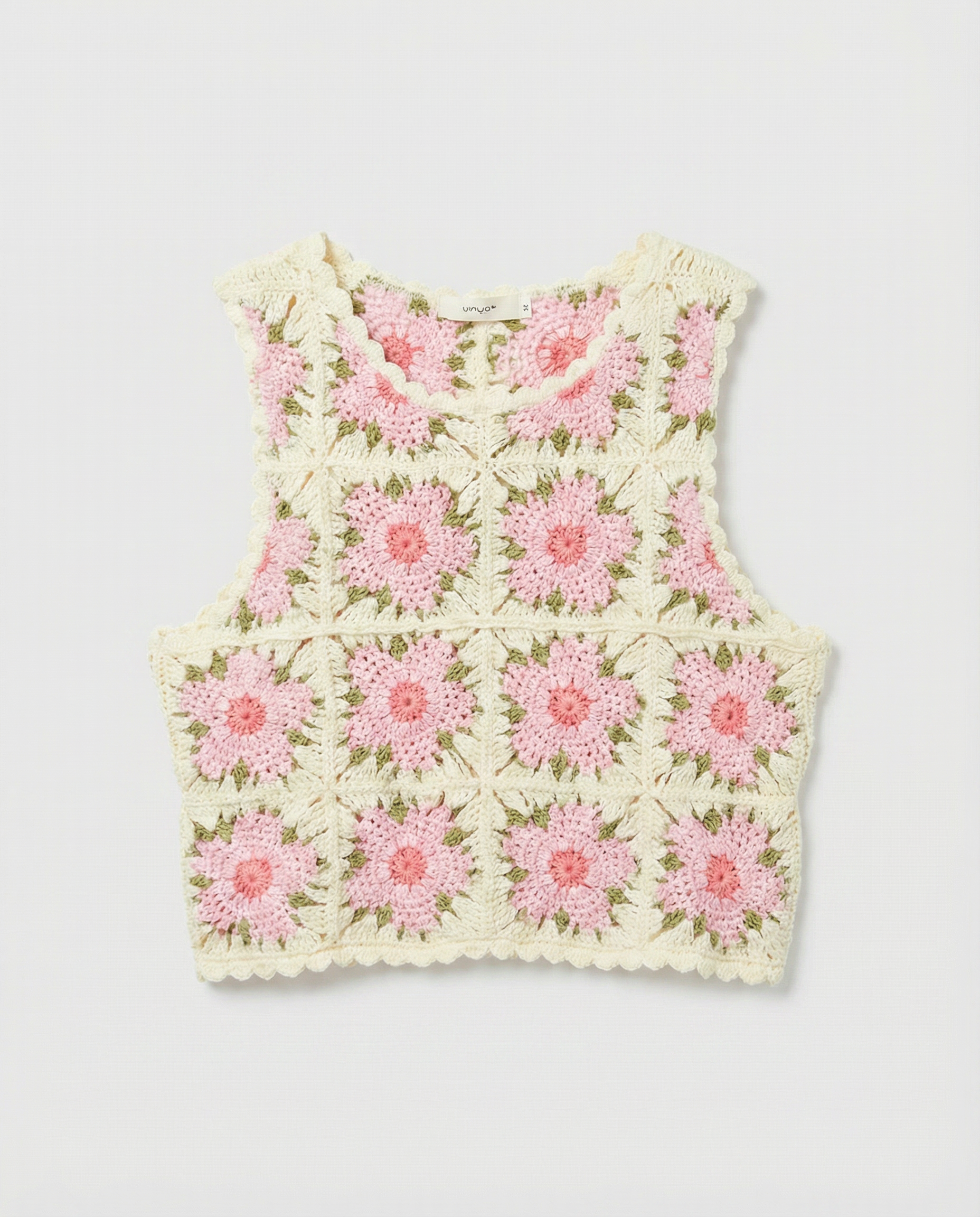 Häkelpullunder Libelle – Boho Top mit Blumenmuster