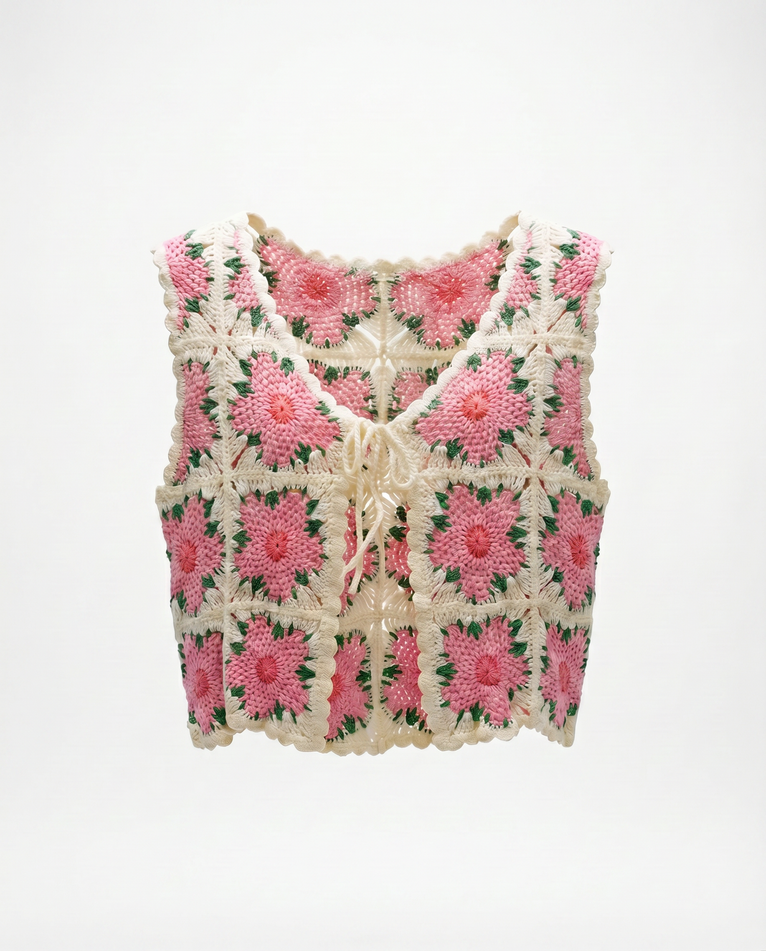 Häkelweste Libelle – Boho Weste mit Blumenmuster