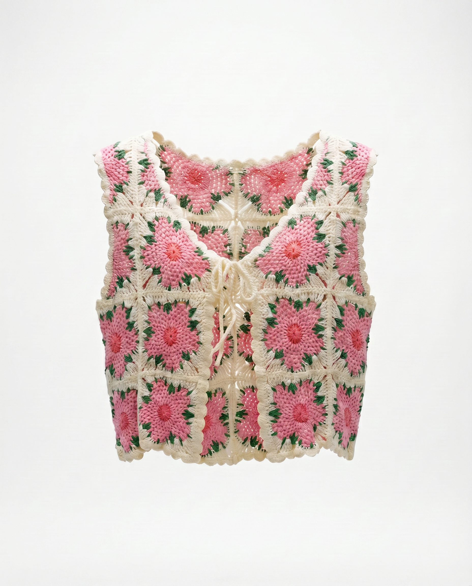 Häkelweste Libelle – Boho Weste mit Blumenmuster