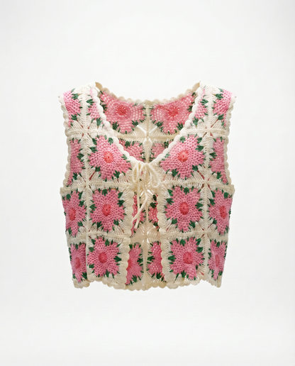 Häkelweste Libelle – Boho Weste mit Blumenmuster