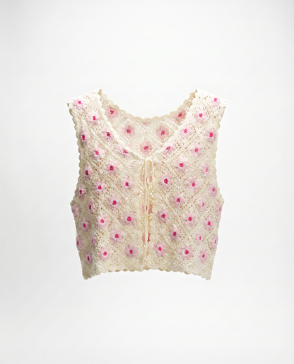 Häkelweste Libelle – Boho Weste mit Blumenmuster