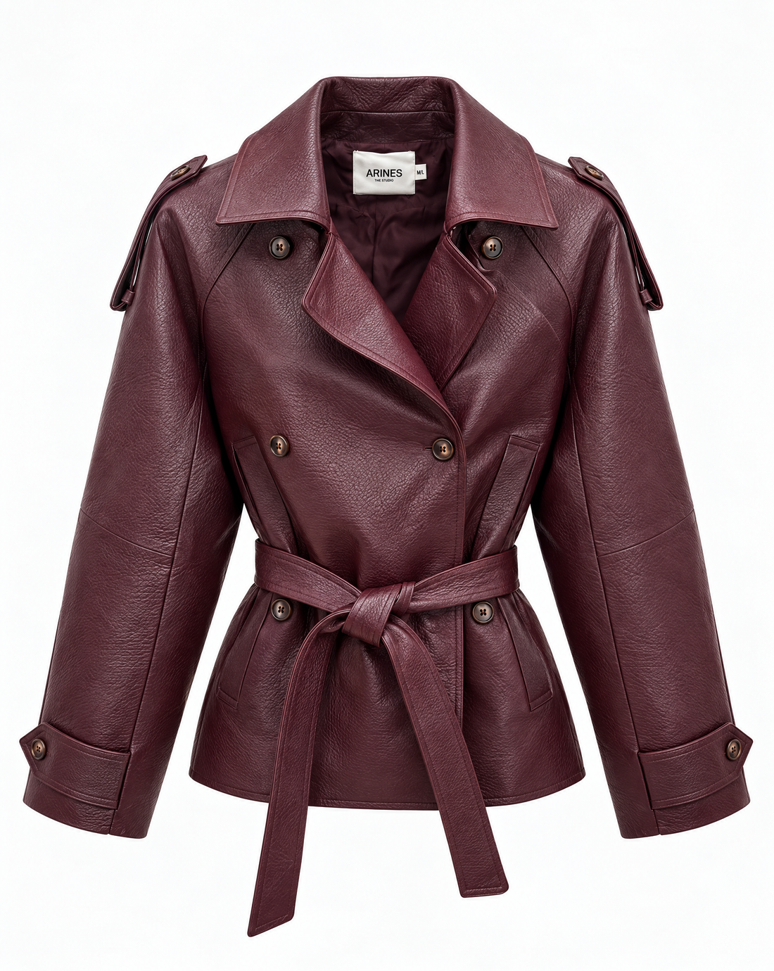 Vegane Lederjacke mit Gürtel &