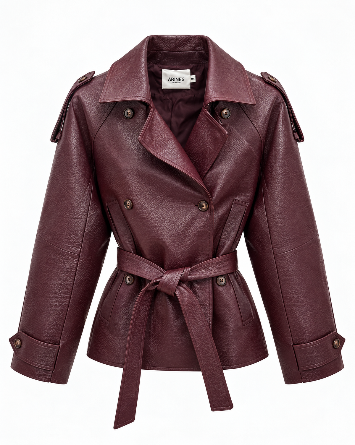 Vegane Lederjacke mit Gürtel &