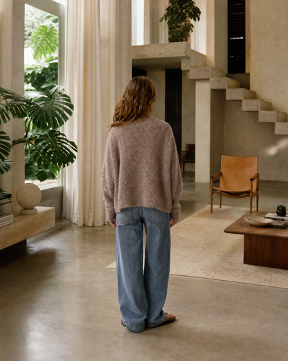 Strickcardigan Teresa Taupe Tragebild Rücken