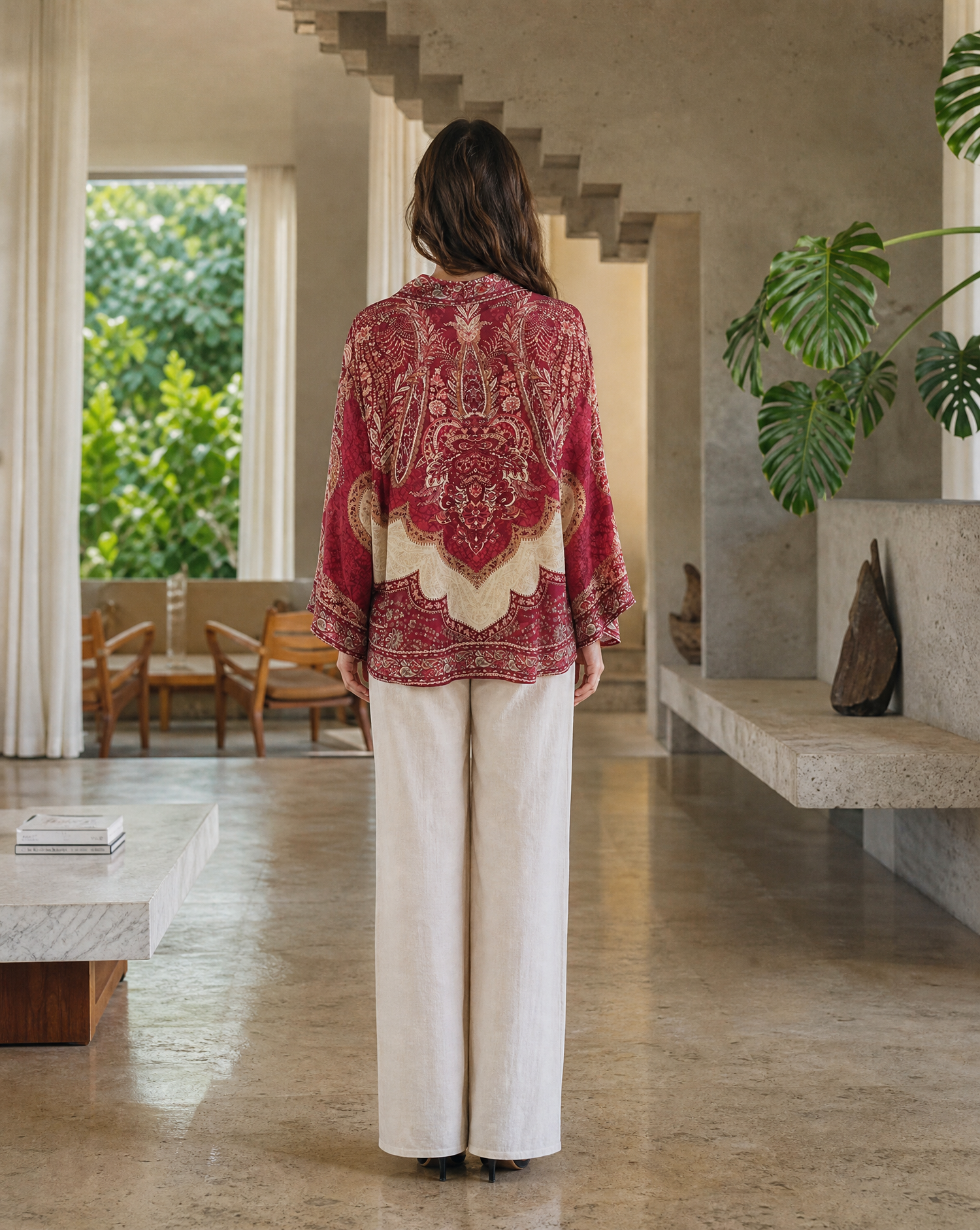Bluse Romy Bordeaux Rückenansicht