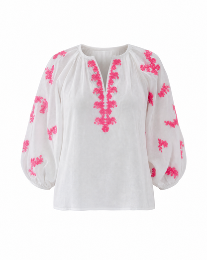 Bluse Agi Weiß/Pink Packshot vorne