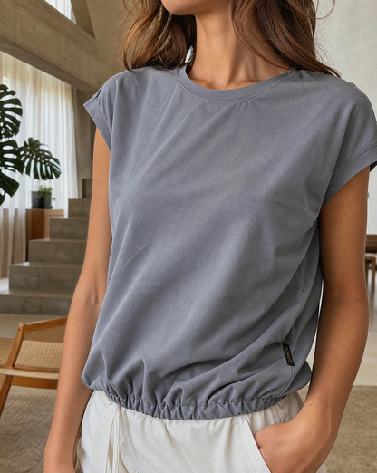 T-Shirt Marisa Grau Tragebild Nahaufnahme