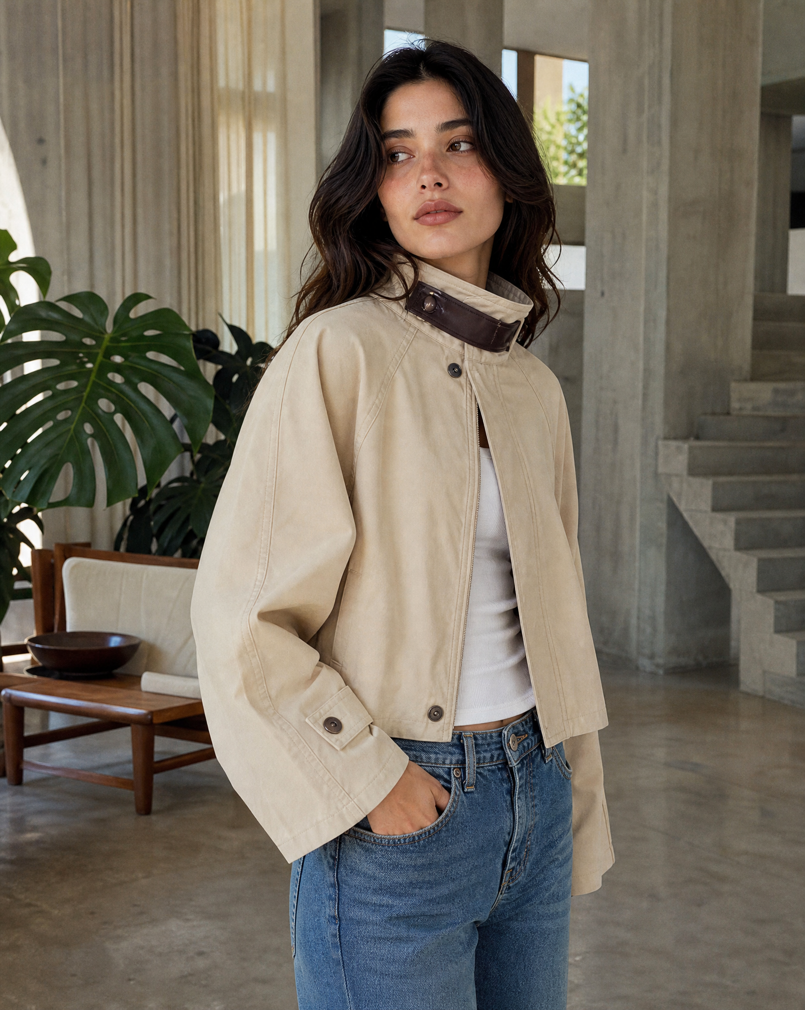 Trenchcoat Alessa Beige Tragebild 1