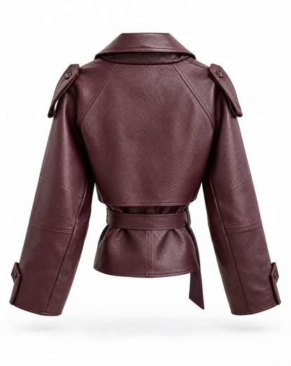 Vegane Lederjacke mit Gürtel &