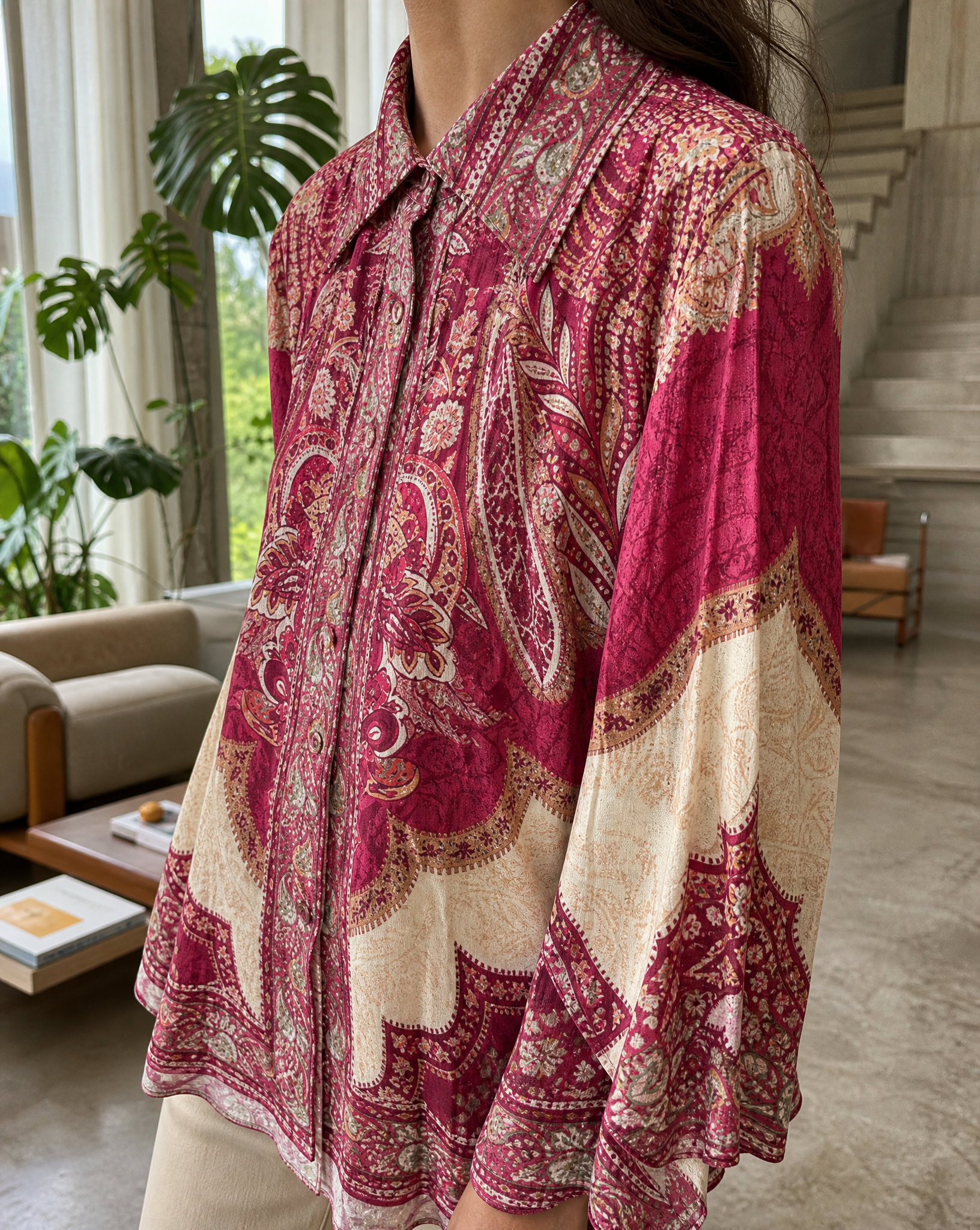 Bluse Romy Bordeaux Nahaufnahme