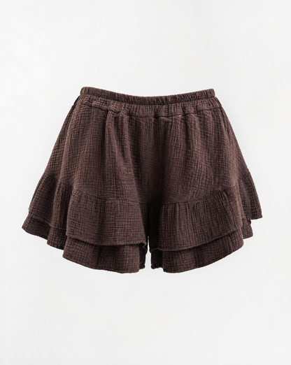 Musselinshorts Cilia Braun - Packshot Rückseite