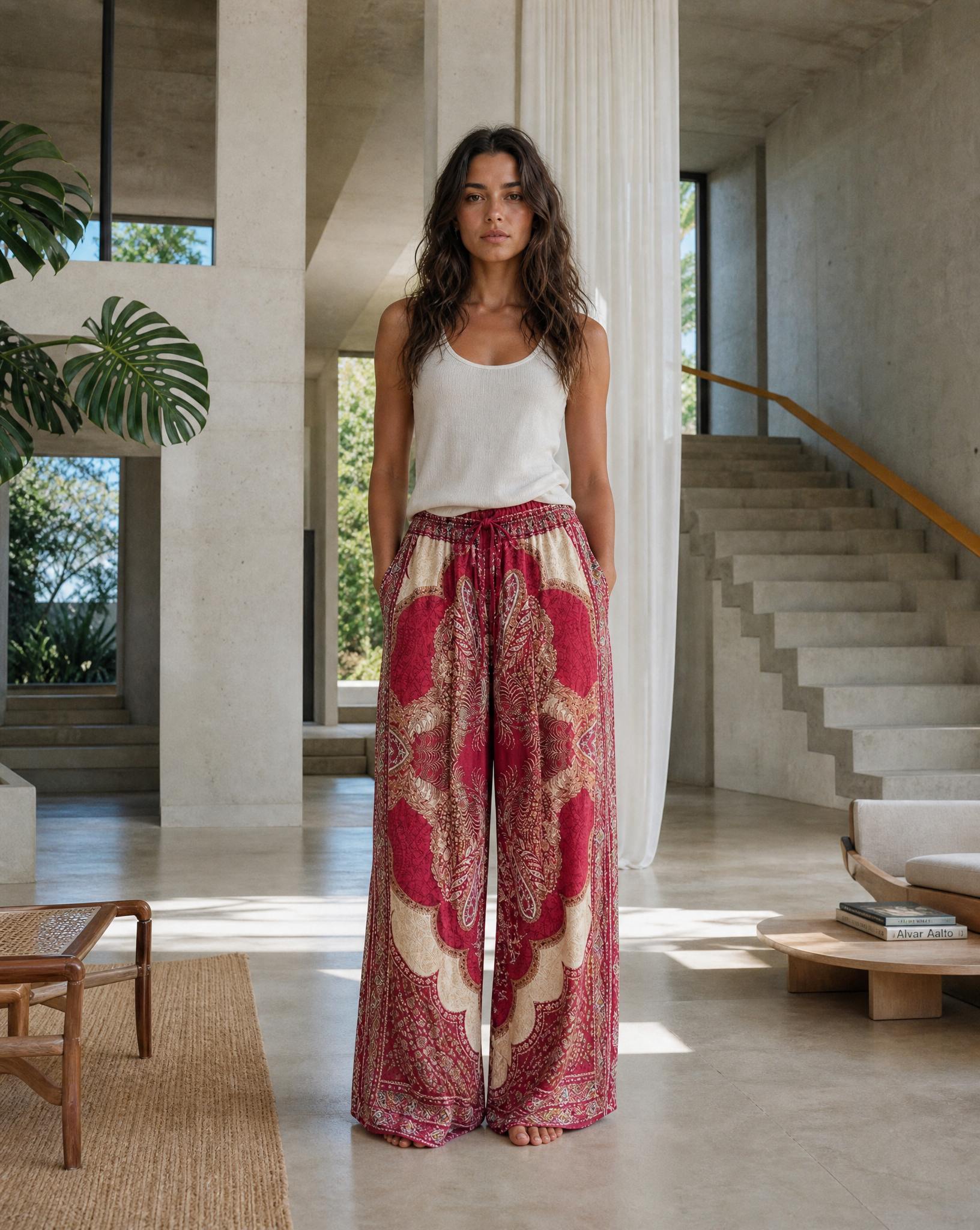 Hose Romy Bordeaux getragen