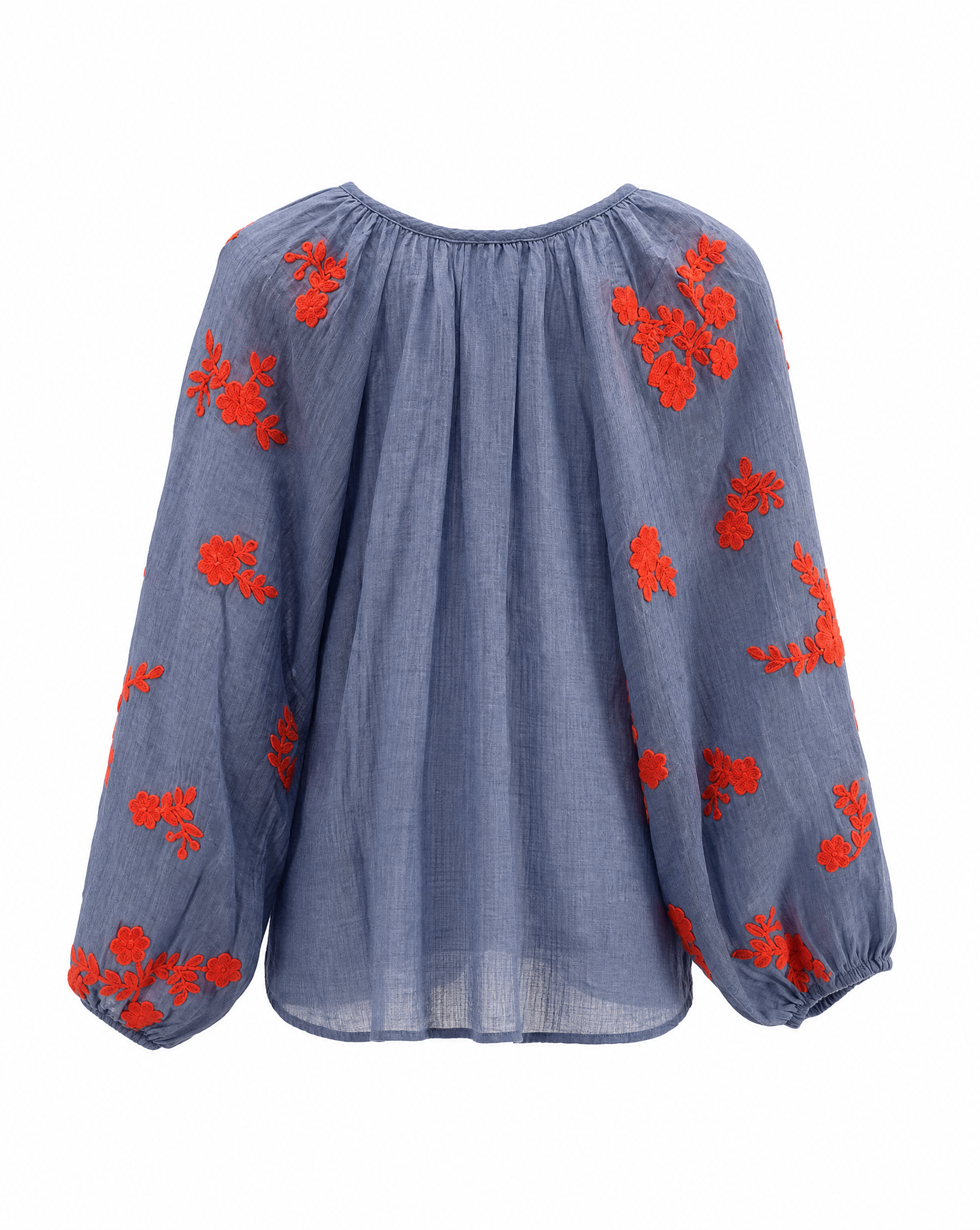 Bluse Agi Blau/Korall Packshot hinten