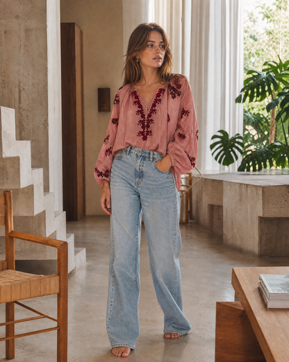 Bluse Agi Altrosa/Burgundy Tragebild 1