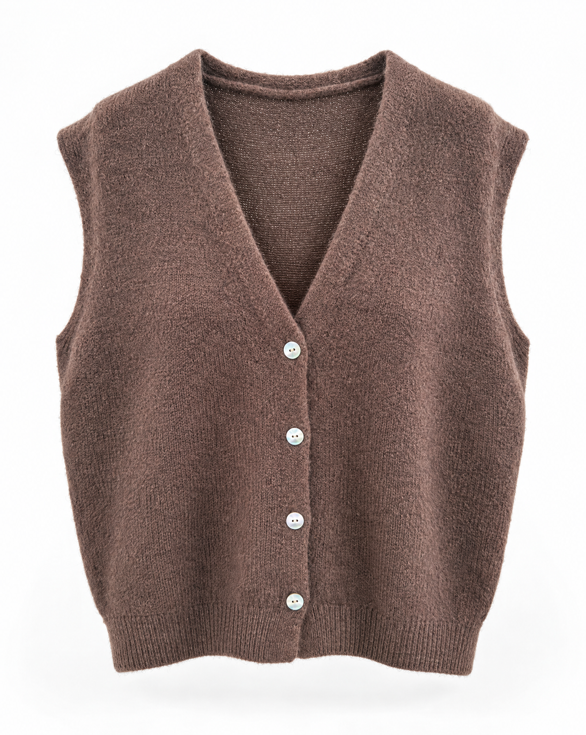 Strickweste Alpaca Hug in Braun - Packshot Vorderseite