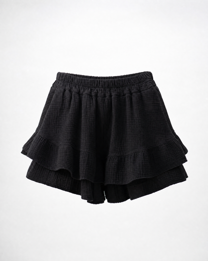 Musselinshorts Cilia Schwarz - Packshot Vorderseite