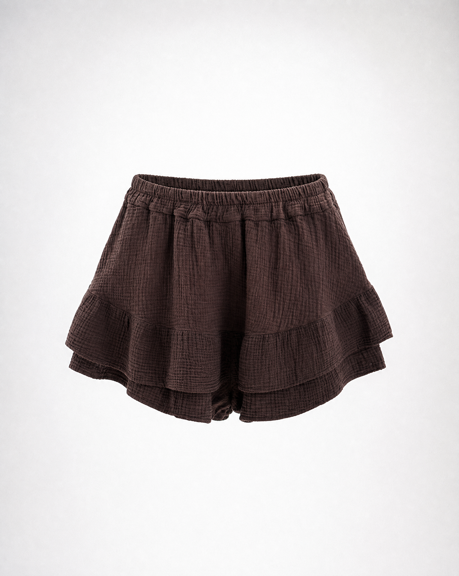 Musselinshorts Cilia Braun - Packshot Vorderseite