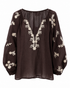 Bluse Agi Braun/Beige Packshot vorne