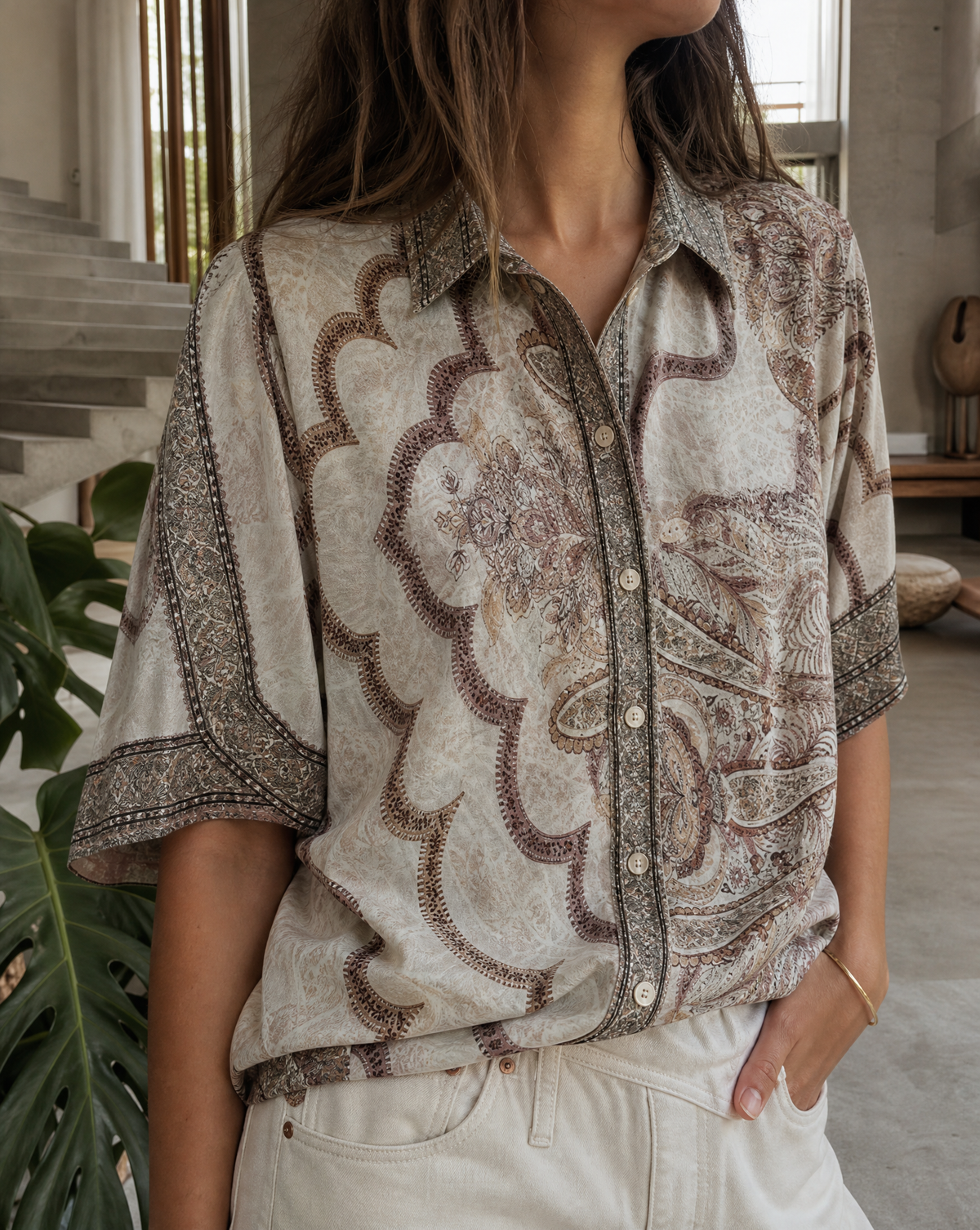 Bluse Romy Beige - Nahaufnahme