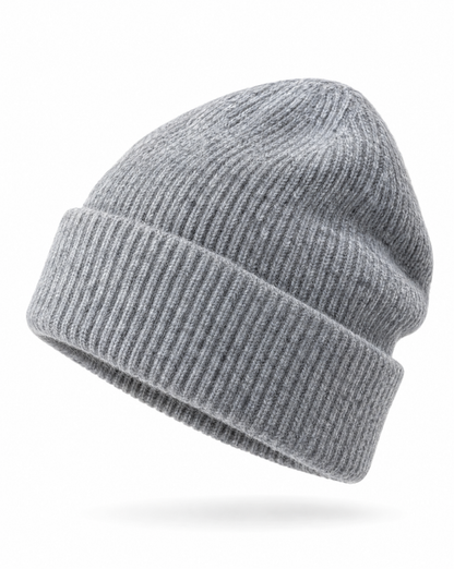 Strickmütze Cosy Crown in Grau - Packshot Seitenansicht