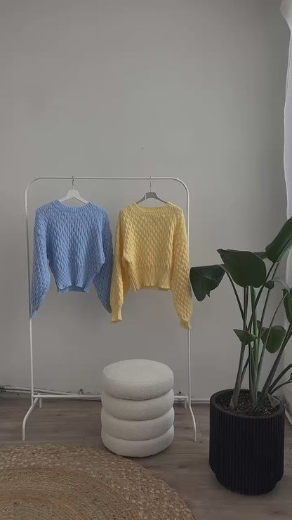 Pullover Thalia – strukturierter Strickpullover mit Ballonärmeln